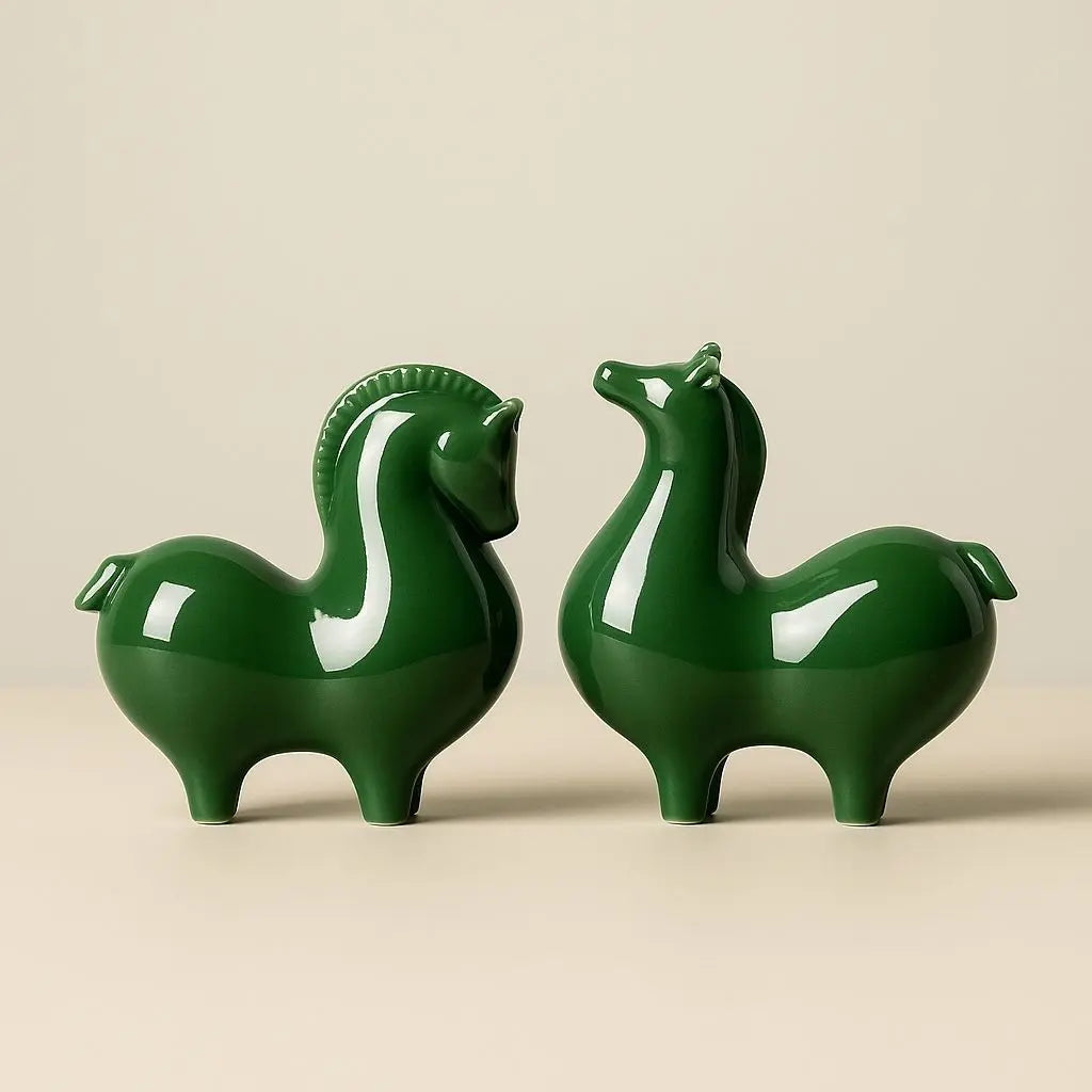 Artisan Celadon Ceramic Horse Figurine