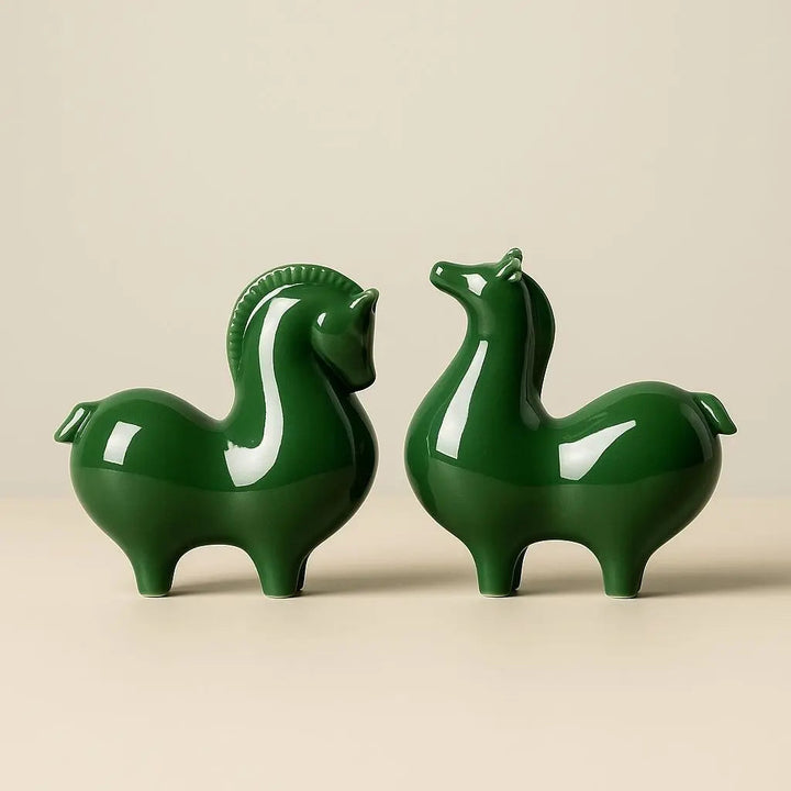 Artisan Celadon Ceramic Horse Figurine