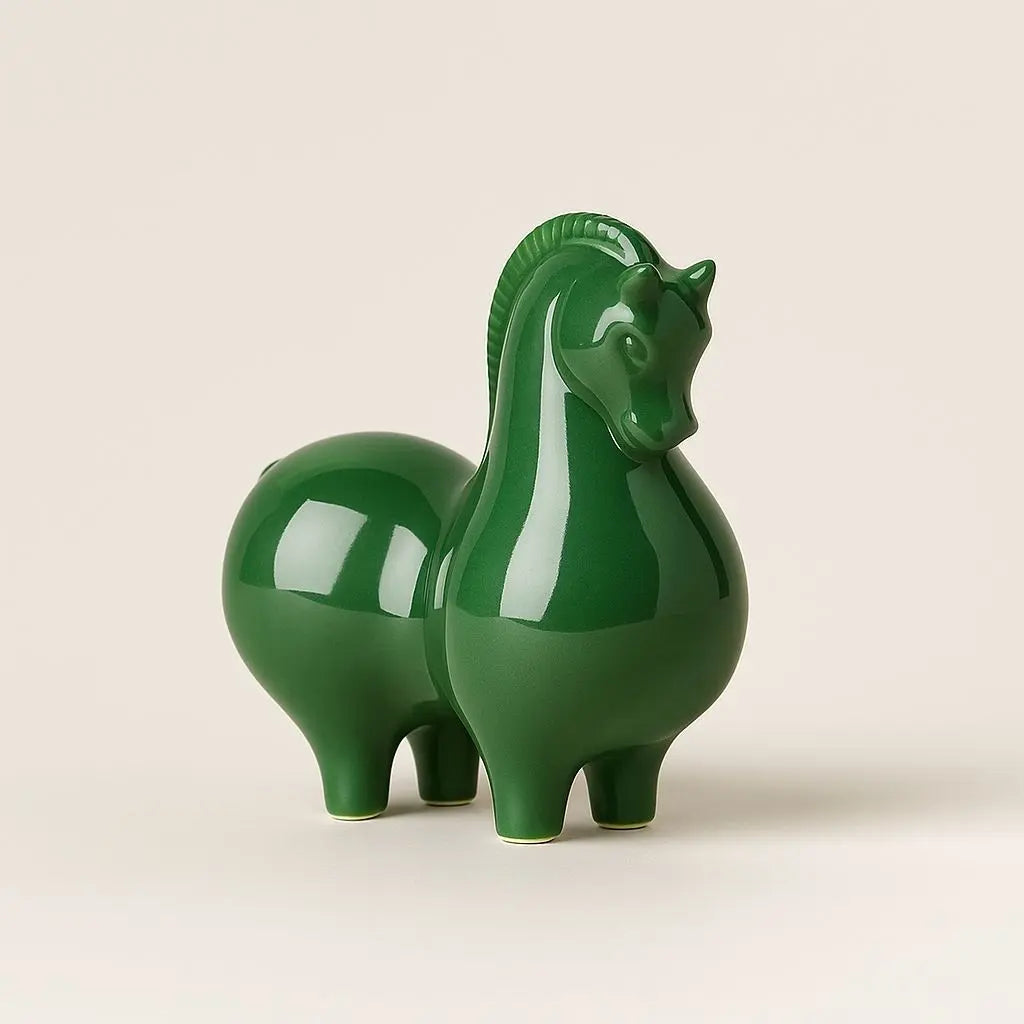 Artisan Celadon Ceramic Horse Figurine
