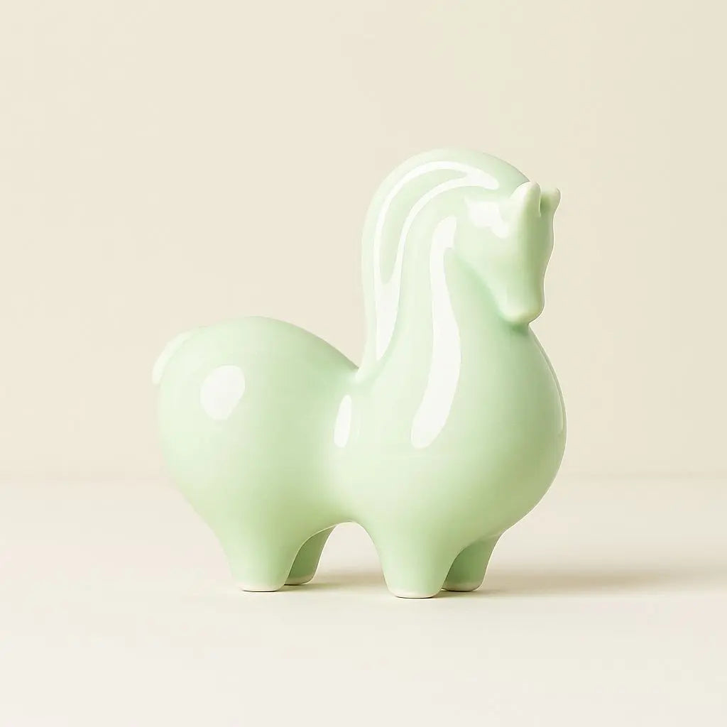 Artisan Celadon Ceramic Horse Figurine