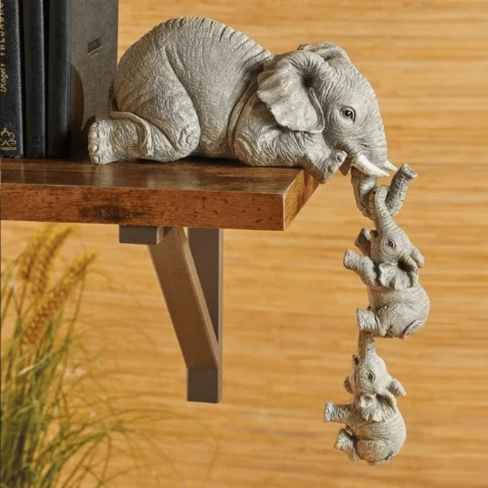 Serene Handcrafted Resin Elephant Figurines Set