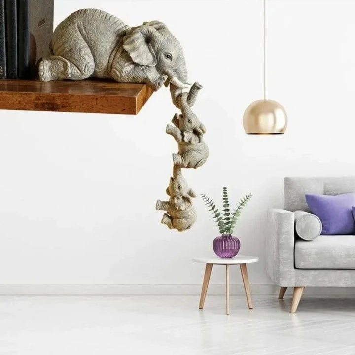Serene Handcrafted Resin Elephant Figurines Set