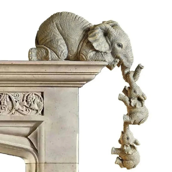 Serene Handcrafted Resin Elephant Figurines Set