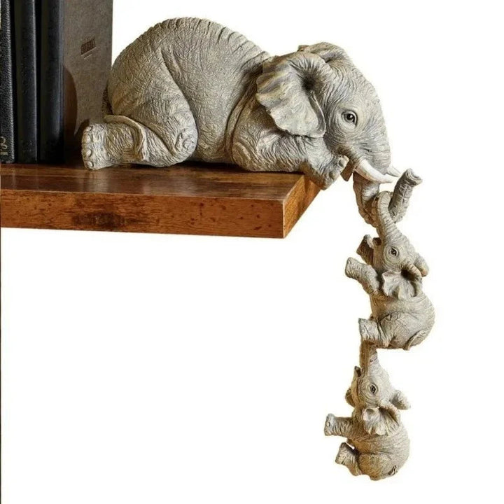 Serene Handcrafted Resin Elephant Figurines Set