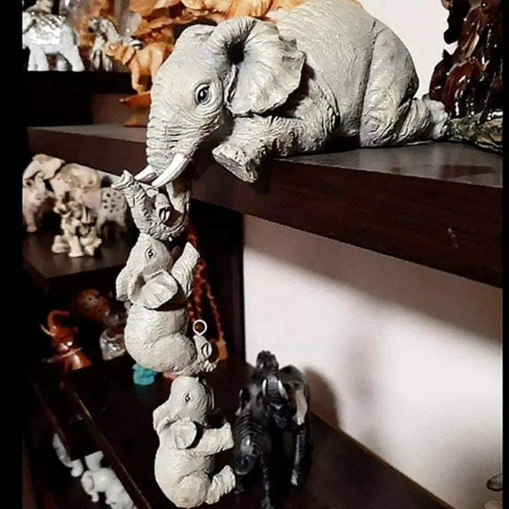 Serene Handcrafted Resin Elephant Figurines Set